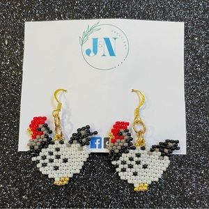 Chicken Handmade Beaded Earrings